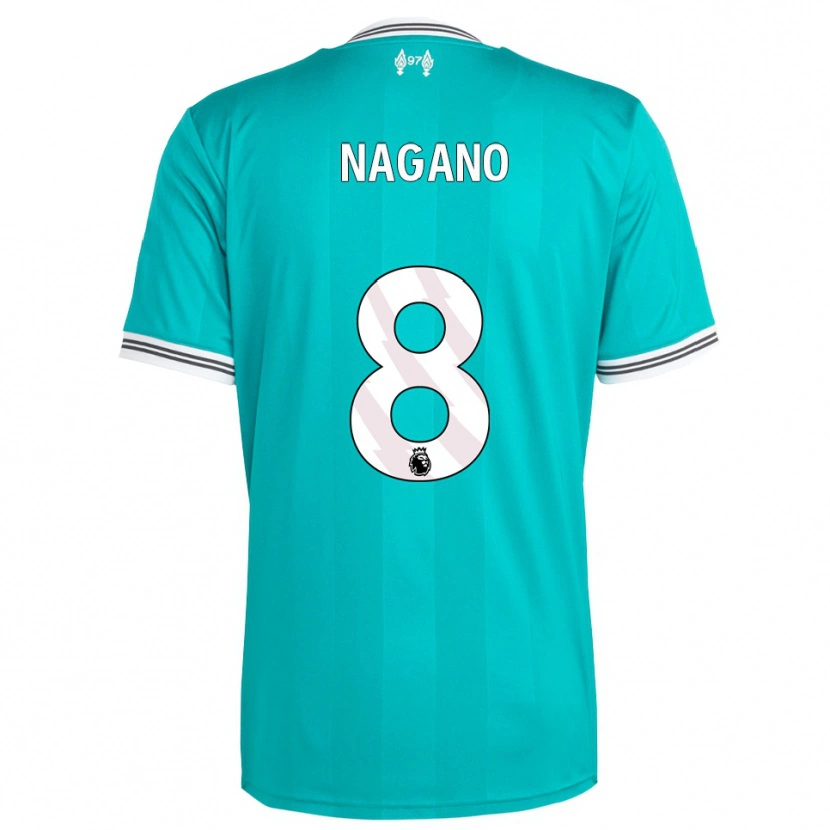 Danxen Niño Camiseta Fūka Nagano #8 Verde Blanco Equipación Tercera 2025/26 La Camisa