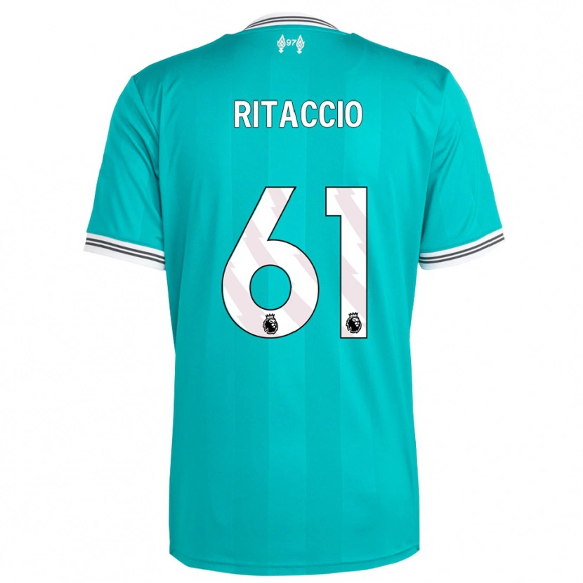 Danxen Niño Camiseta Matteo Ritaccio #61 Verde Blanco Equipación Tercera 2025/26 La Camisa