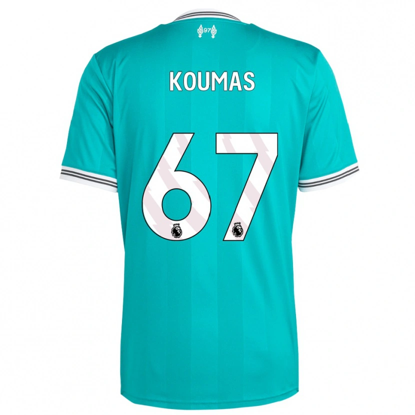 Danxen Niño Camiseta Lewis Koumas #67 Verde Blanco Equipación Tercera 2025/26 La Camisa
