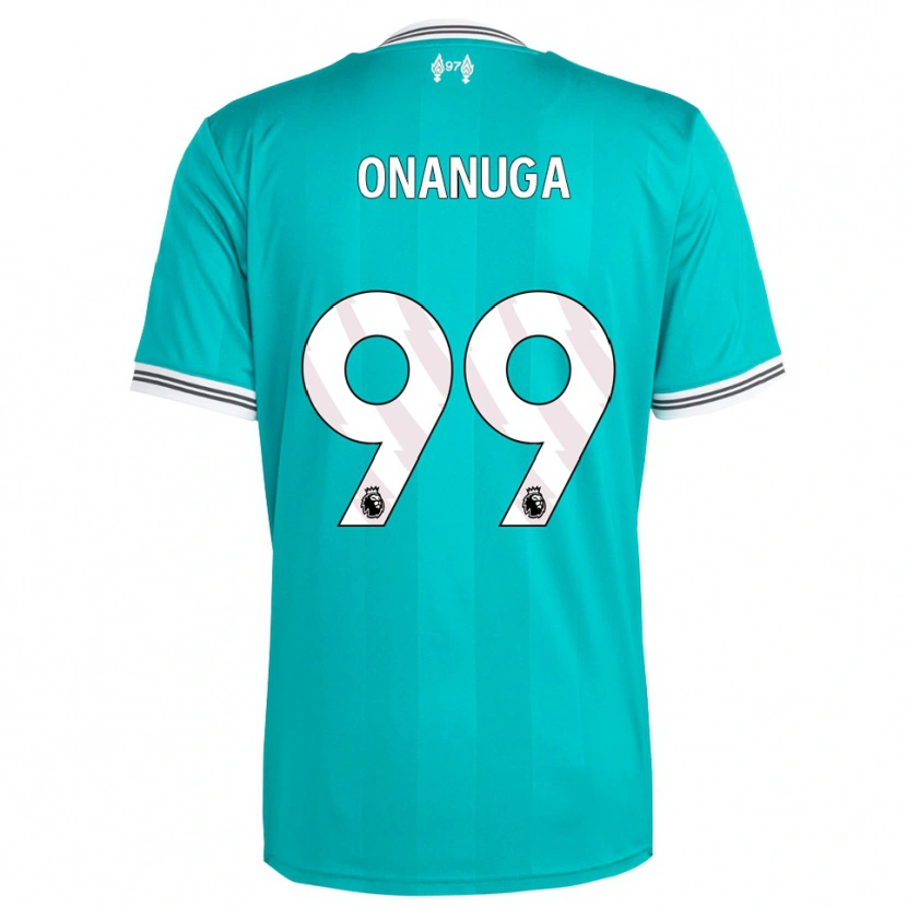 Danxen Niño Camiseta Fola Onanuga #99 Verde Blanco Equipación Tercera 2025/26 La Camisa