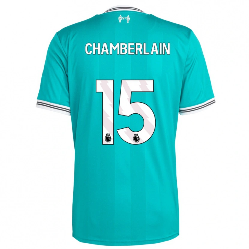 Danxen Niño Camiseta Alex Oxlade Chamberlain #15 Verde Blanco Equipación Tercera 2025/26 La Camisa