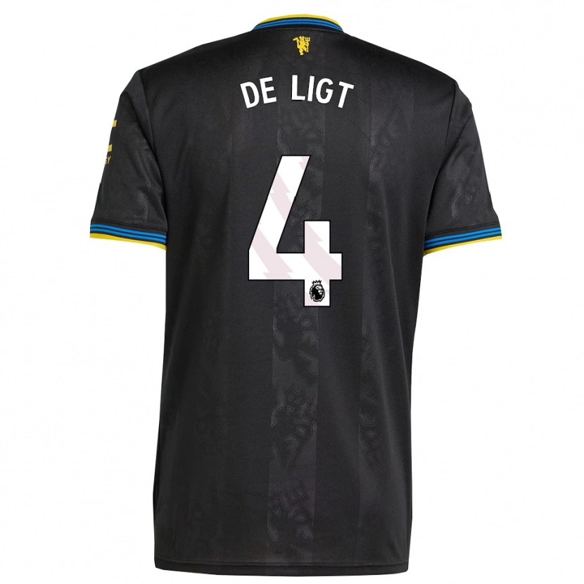 Danxen Niño Camiseta Matthijs De Ligt #4 Negro Amarillo Azul Equipación Tercera 2025/26 La Camisa