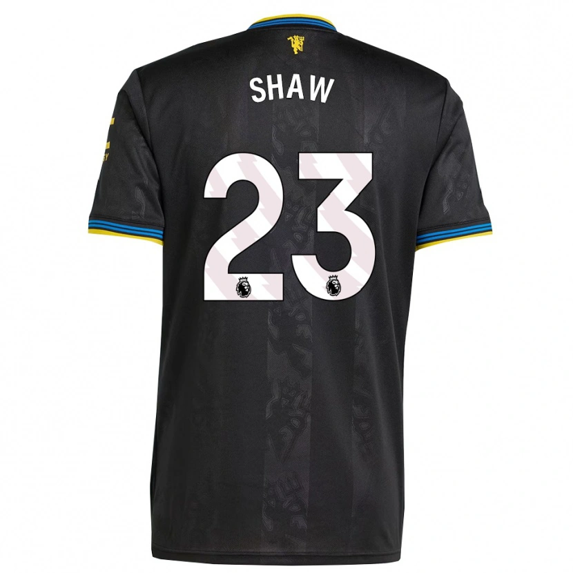 Danxen Niño Camiseta Luke Shaw #23 Negro Amarillo Azul Equipación Tercera 2025/26 La Camisa