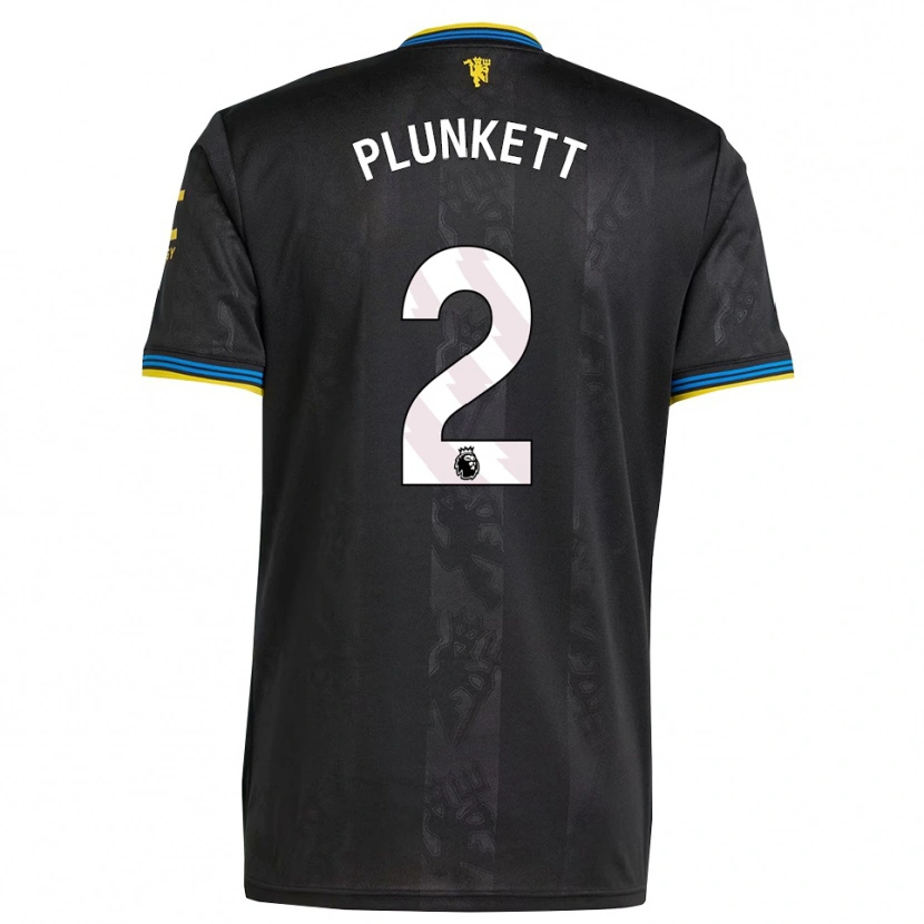 Danxen Niño Camiseta Dante Plunkett #2 Negro Amarillo Azul Equipación Tercera 2025/26 La Camisa