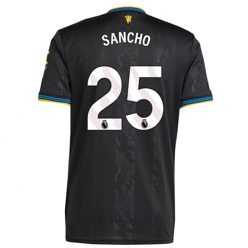 Danxen Niño Camiseta Jadon Sancho #25 Negro Amarillo Azul Equipación Tercera 2025/26 La Camisa