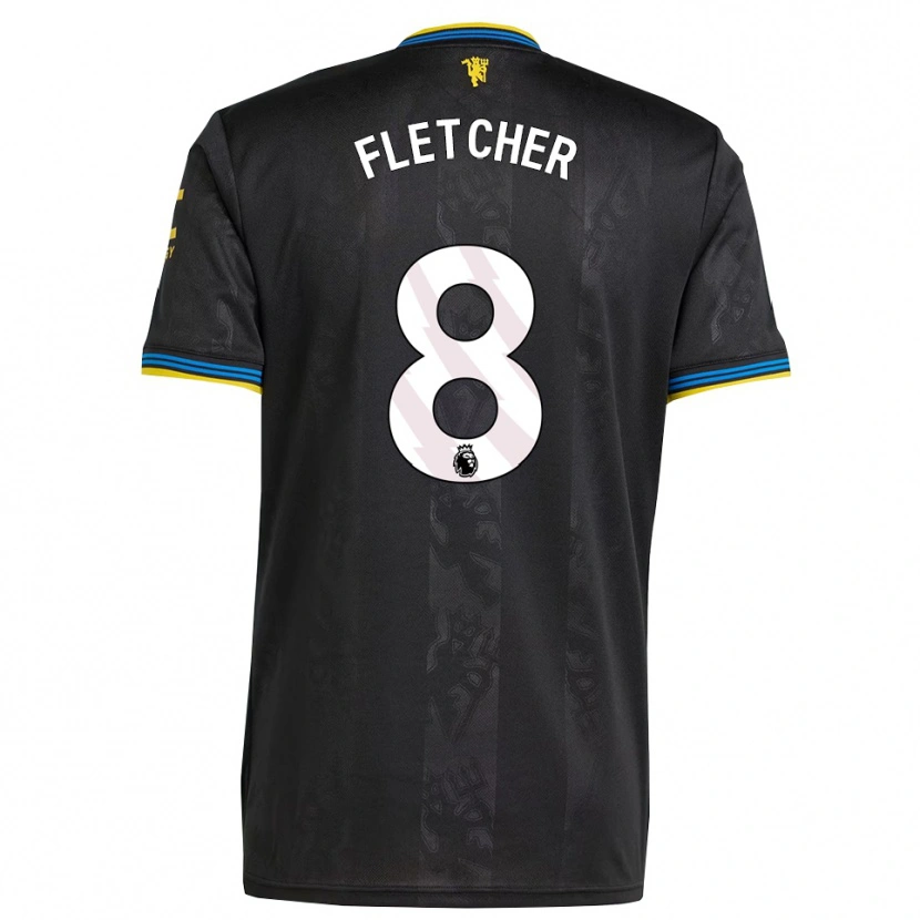Danxen Niño Camiseta Tyler Fletcher #8 Negro Amarillo Azul Equipación Tercera 2025/26 La Camisa