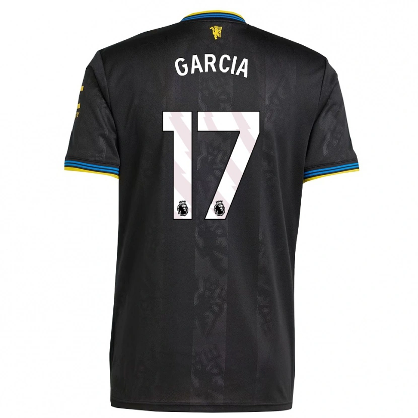 Danxen Niño Camiseta Lucia Garcia #17 Negro Amarillo Azul Equipación Tercera 2025/26 La Camisa