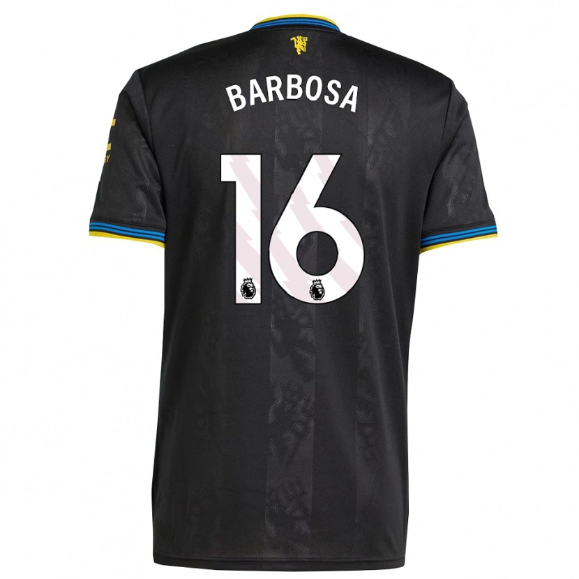 Danxen Niño Camiseta Neithan Barbosa #16 Negro Amarillo Azul Equipación Tercera 2025/26 La Camisa