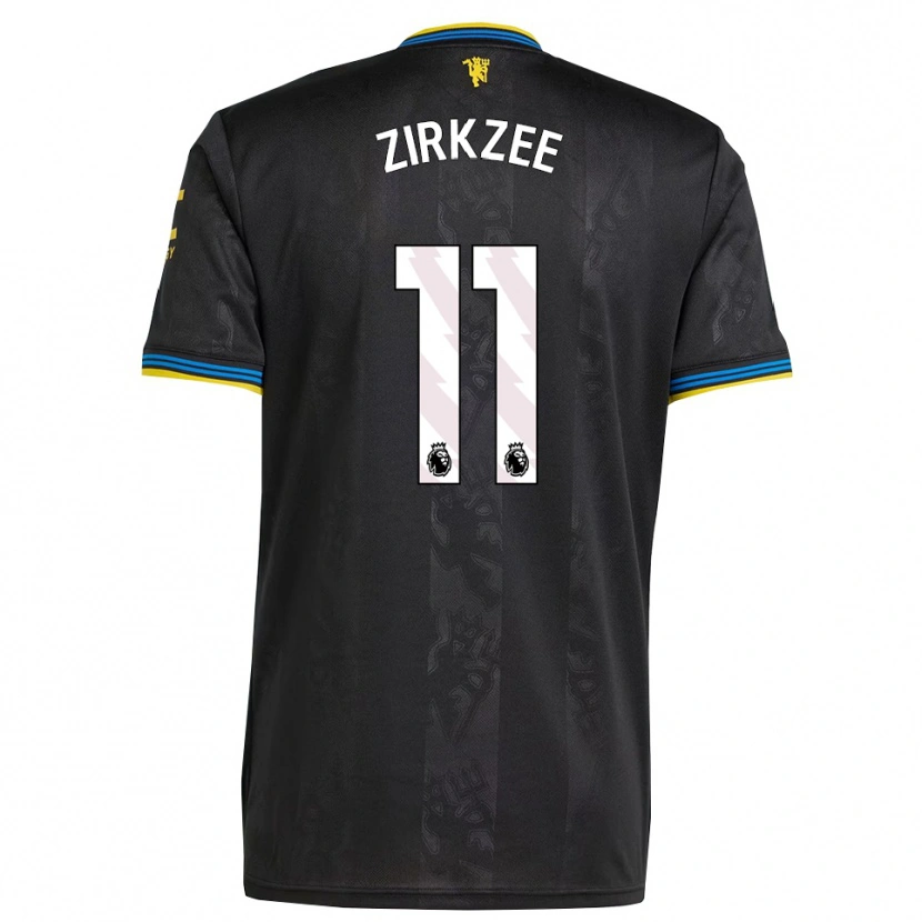 Danxen Niño Camiseta Joshua Zirkzee #11 Negro Amarillo Azul Equipación Tercera 2025/26 La Camisa