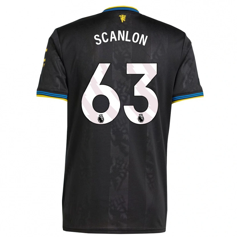 Danxen Niño Camiseta James Scanlon #63 Negro Amarillo Azul Equipación Tercera 2025/26 La Camisa