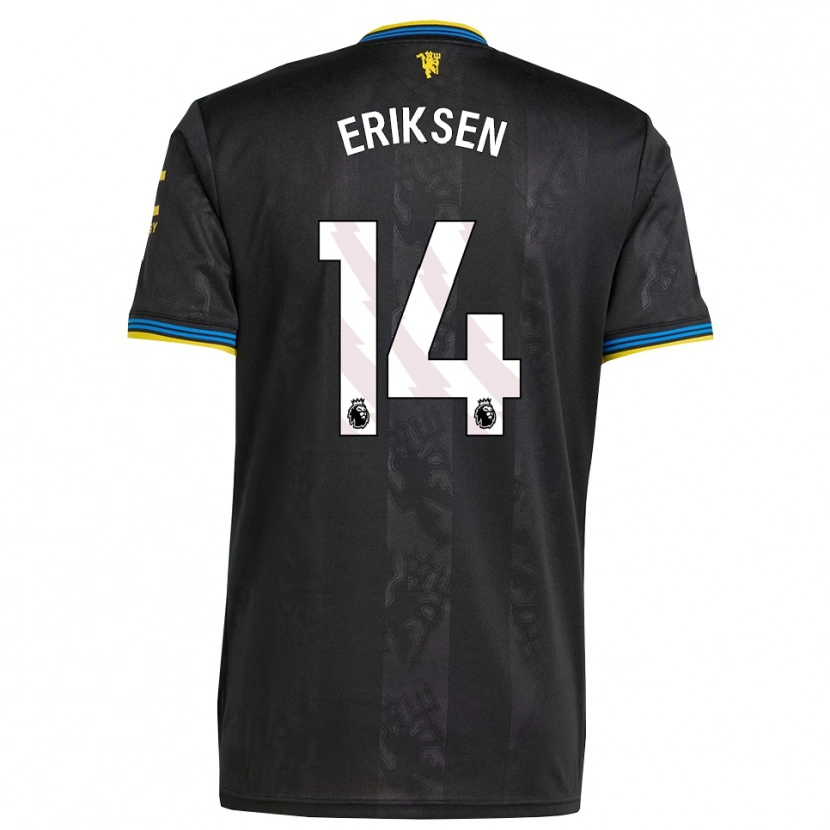Danxen Niño Camiseta Christian Eriksen #14 Negro Amarillo Azul Equipación Tercera 2025/26 La Camisa