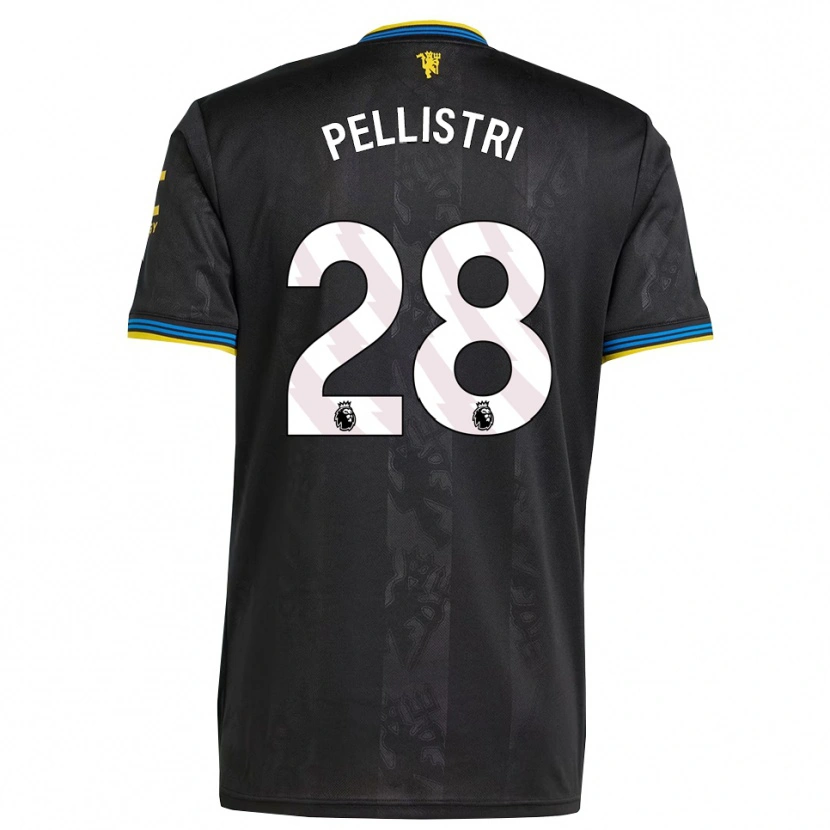 Danxen Niño Camiseta Facundo Pellistri #28 Negro Amarillo Azul Equipación Tercera 2025/26 La Camisa