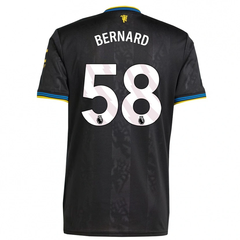 Danxen Niño Camiseta Bernard #58 Negro Amarillo Azul Equipación Tercera 2025/26 La Camisa