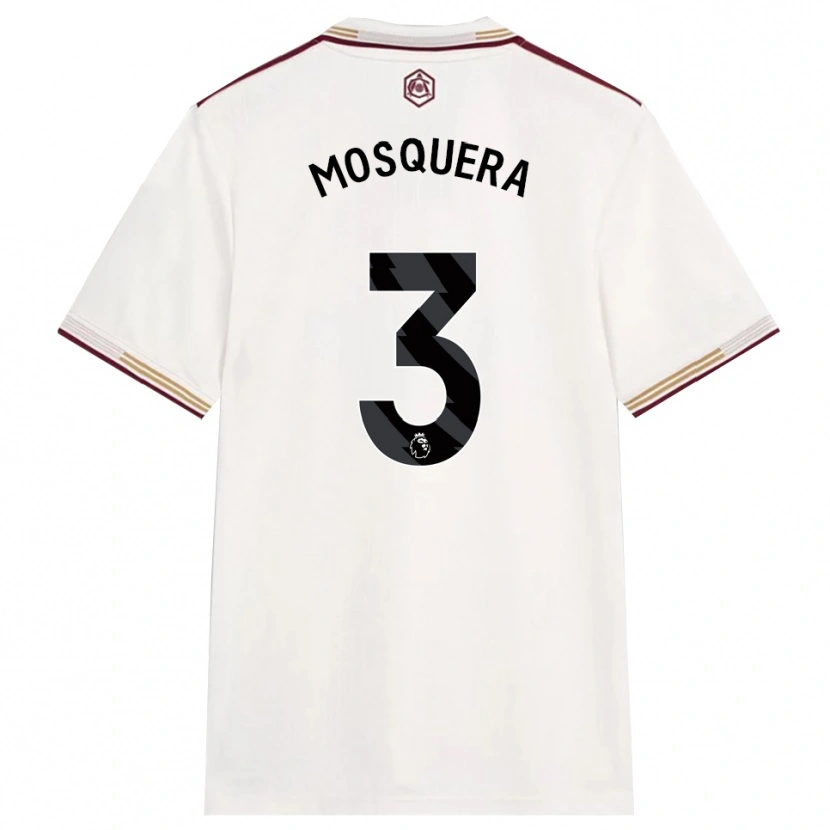 Danxen Niño Camiseta Cristhian Mosquera #3 Blanco Roto Borgoña Equipación Tercera 2025/26 La Camisa