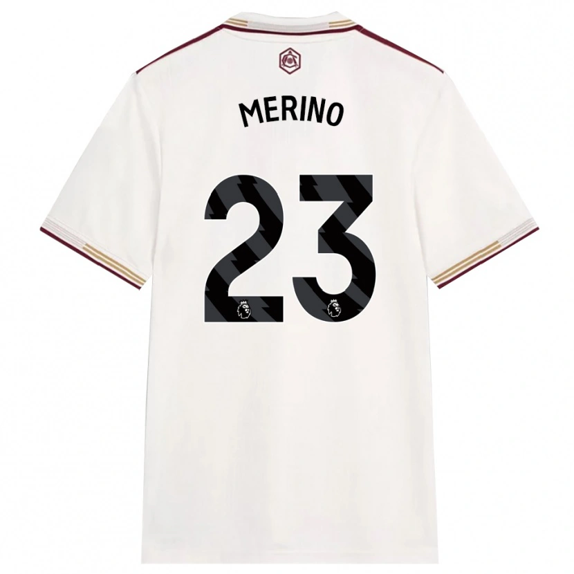 Danxen Niño Camiseta Mikel Merino #23 Blanco Roto Borgoña Equipación Tercera 2025/26 La Camisa