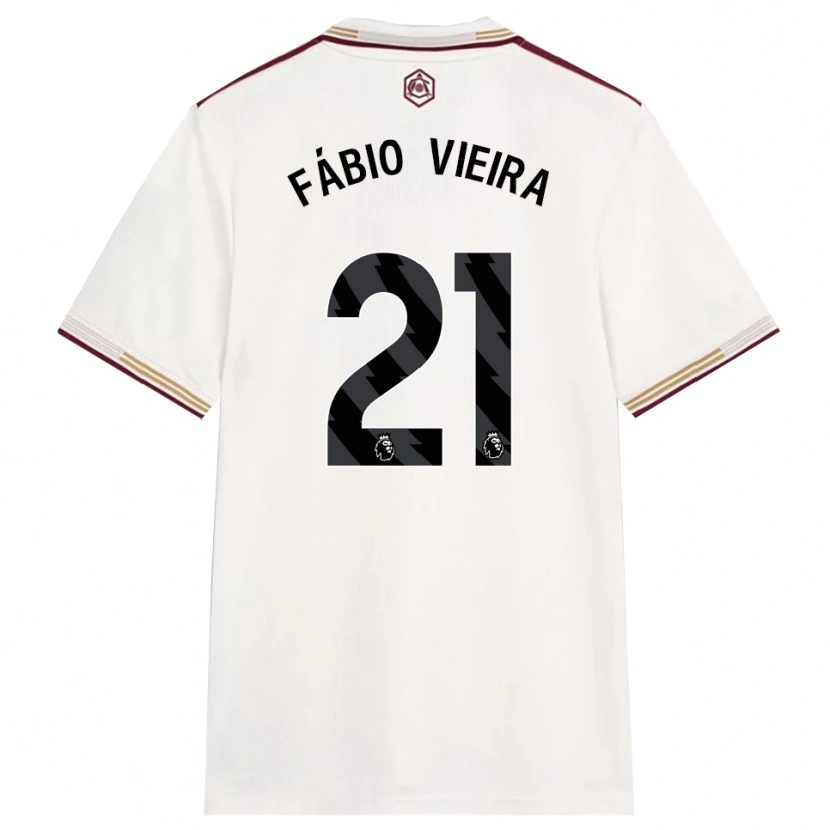 Danxen Niño Camiseta Fábio Vieira #21 Blanco Roto Borgoña Equipación Tercera 2025/26 La Camisa
