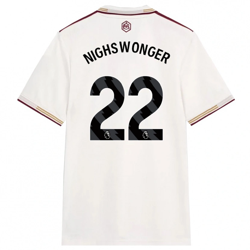 Danxen Niño Camiseta Jenna Nighswonger #22 Blanco Roto Borgoña Equipación Tercera 2025/26 La Camisa