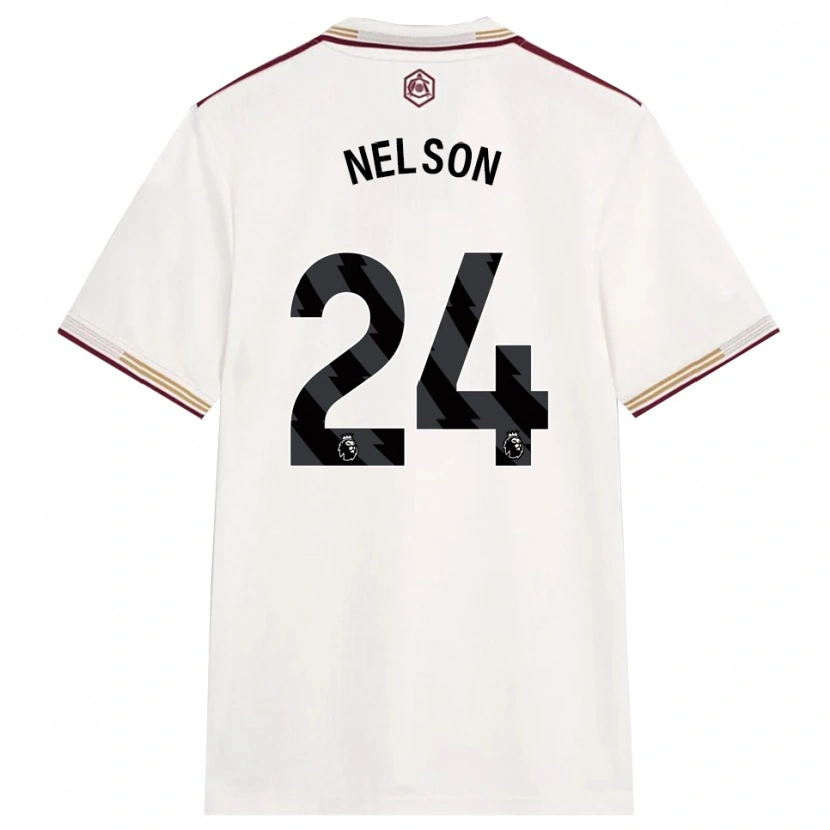 Danxen Niño Camiseta Reiss Nelson #24 Blanco Roto Borgoña Equipación Tercera 2025/26 La Camisa