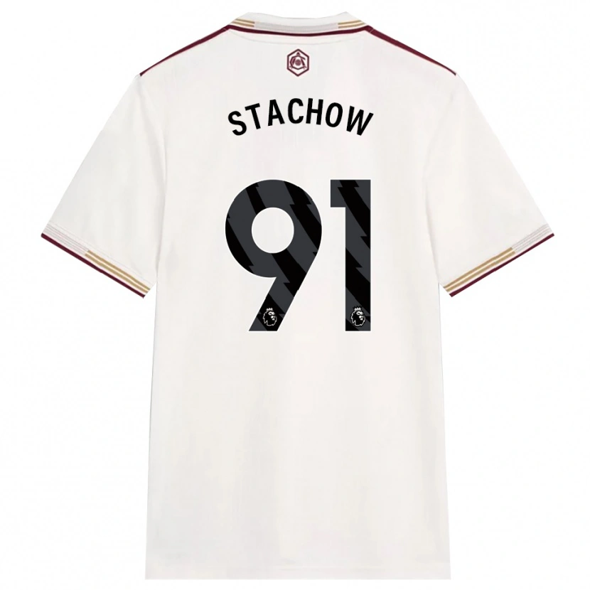 Danxen Niño Camiseta Patrick Stachow #91 Blanco Roto Borgoña Equipación Tercera 2025/26 La Camisa