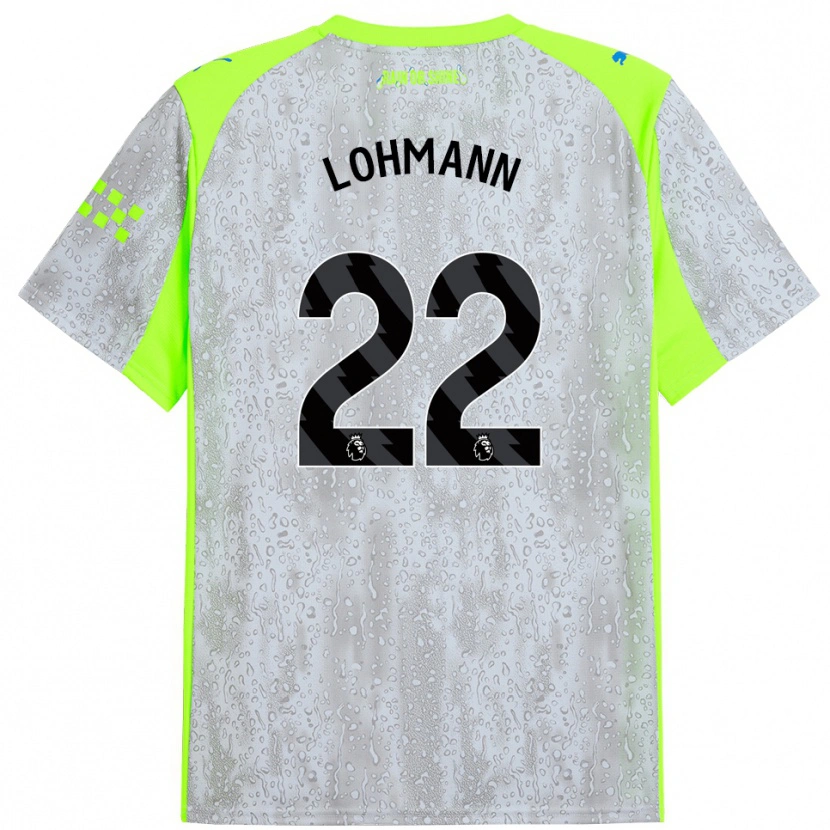 Danxen Niño Camiseta Sydney Lohmann #22 Gris Amarillo Equipación Tercera 2025/26 La Camisa