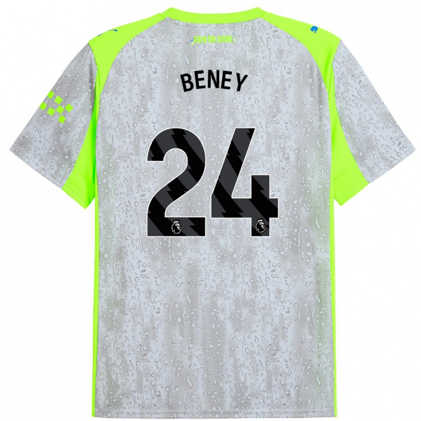 Danxen Niño Camiseta Iman Beney #24 Gris Amarillo Equipación Tercera 2025/26 La Camisa