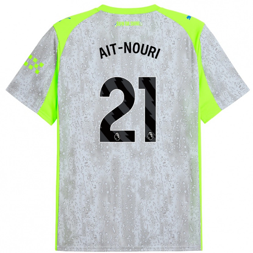 Danxen Niño Camiseta Rayan Aït-Nouri #21 Gris Amarillo Equipación Tercera 2025/26 La Camisa