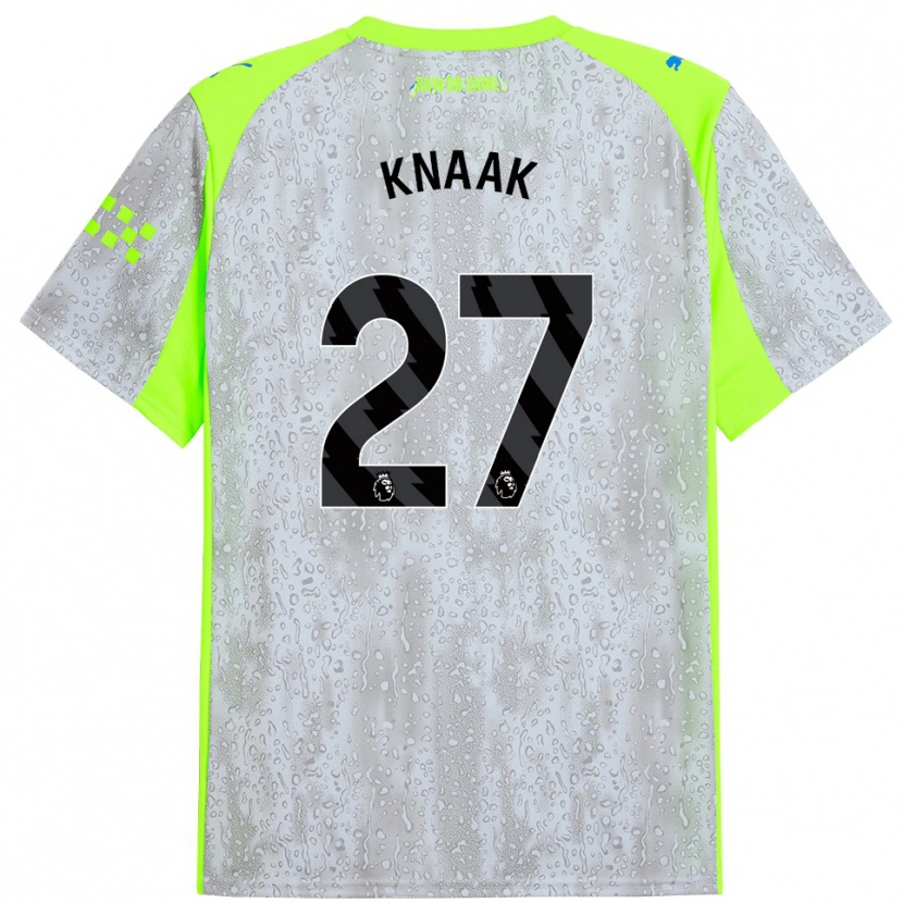 Danxen Niño Camiseta Rebecca Knaak #27 Gris Amarillo Equipación Tercera 2025/26 La Camisa