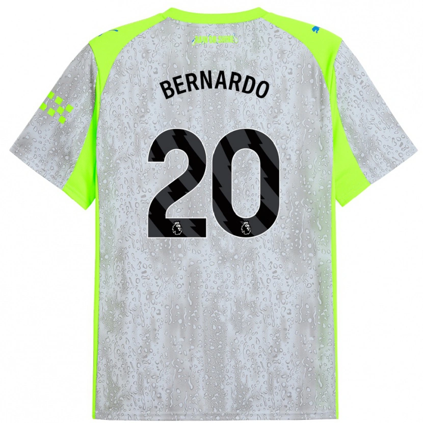 Danxen Niño Camiseta Bernardo Silva #20 Gris Amarillo Equipación Tercera 2025/26 La Camisa