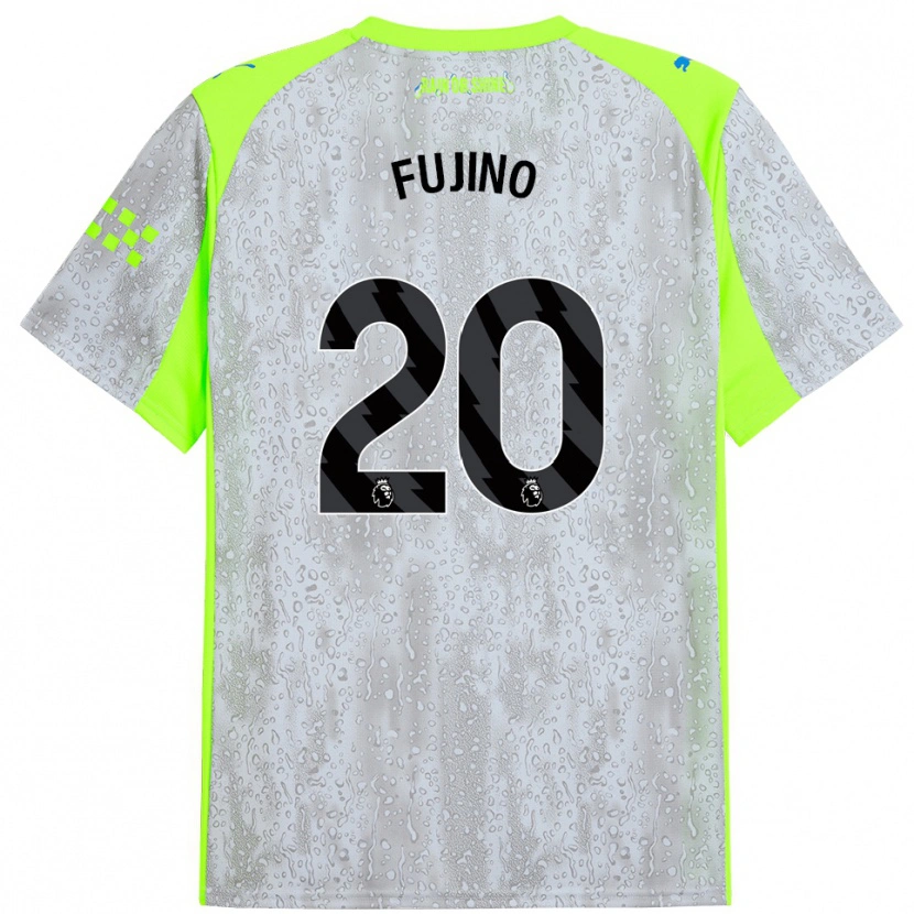 Danxen Niño Camiseta Aoba Fujino #20 Gris Amarillo Equipación Tercera 2025/26 La Camisa