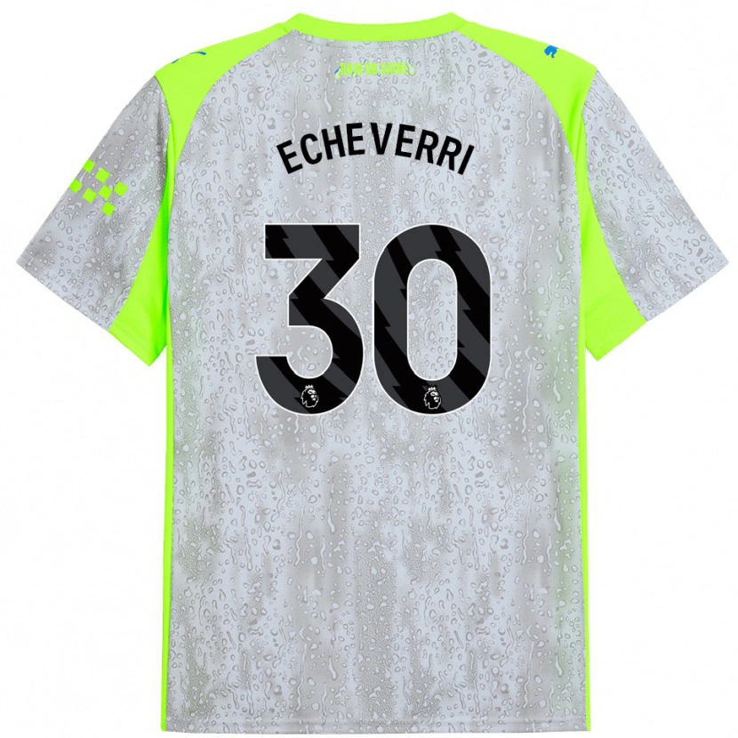 Danxen Niño Camiseta Claudio Echeverri #30 Gris Amarillo Equipación Tercera 2025/26 La Camisa