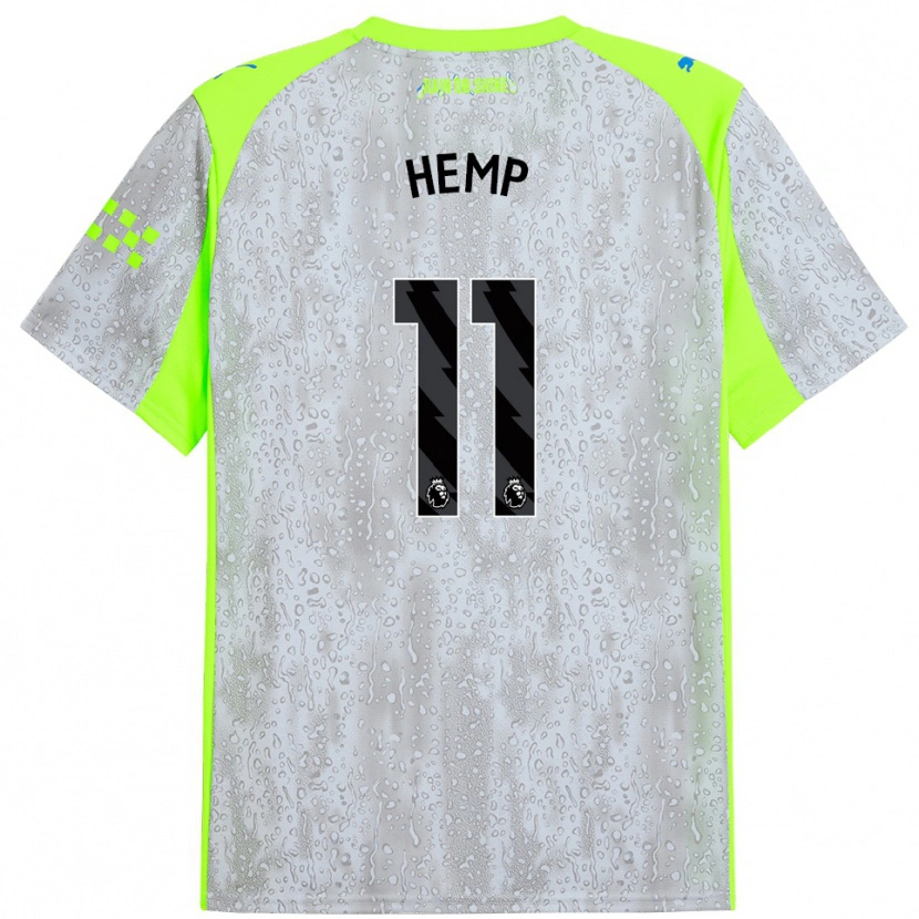 Danxen Niño Camiseta Lauren Hemp #11 Gris Amarillo Equipación Tercera 2025/26 La Camisa