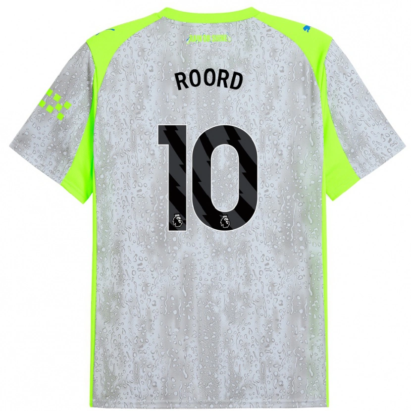 Danxen Niño Camiseta Jill Roord #10 Gris Amarillo Equipación Tercera 2025/26 La Camisa
