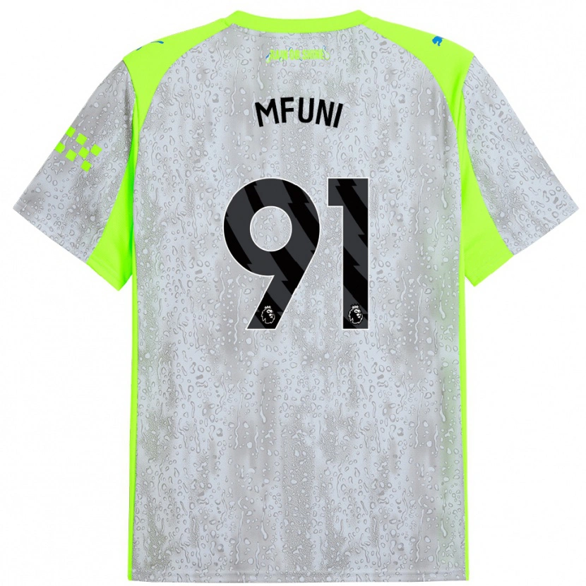Danxen Niño Camiseta Stephen Mfuni #91 Gris Amarillo Equipación Tercera 2025/26 La Camisa
