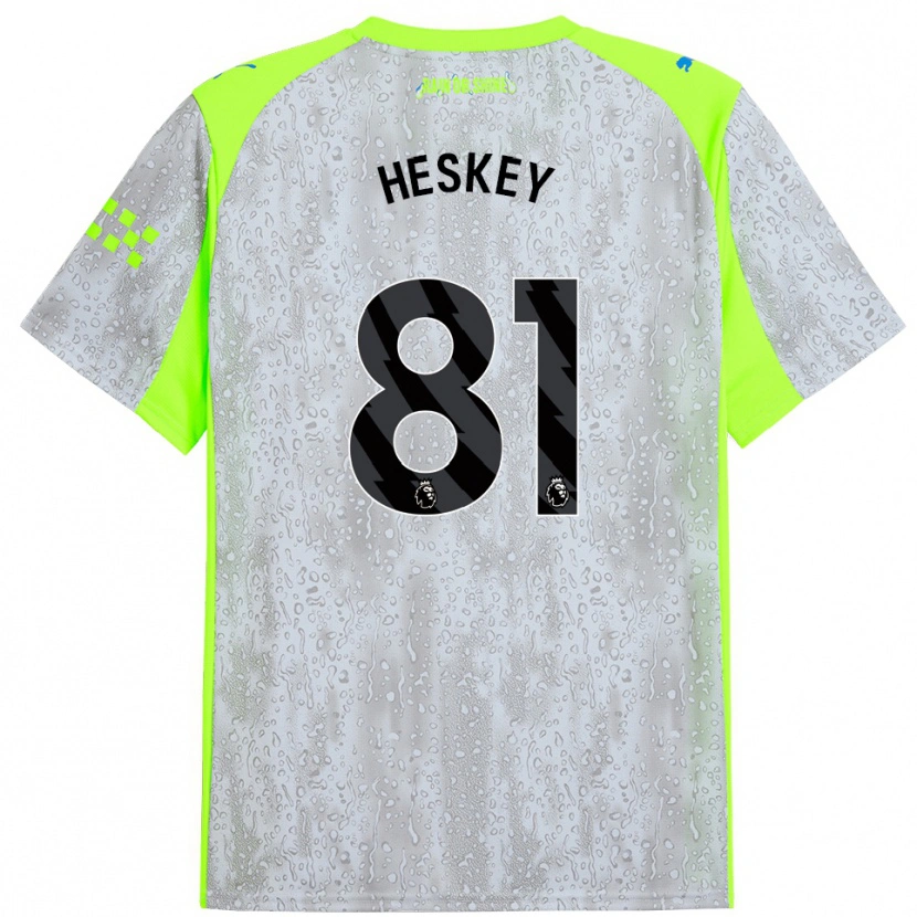 Danxen Niño Camiseta Jaden Heskey #81 Gris Amarillo Equipación Tercera 2025/26 La Camisa
