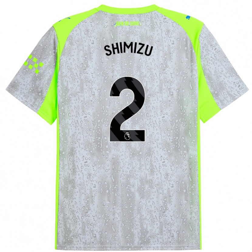 Danxen Niño Camiseta Risa Shimizu #2 Gris Amarillo Equipación Tercera 2025/26 La Camisa