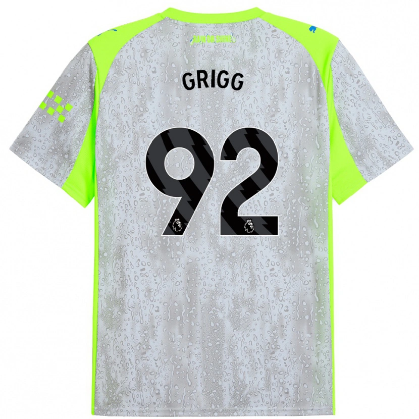 Danxen Niño Camiseta Finley Grigg #92 Gris Amarillo Equipación Tercera 2025/26 La Camisa