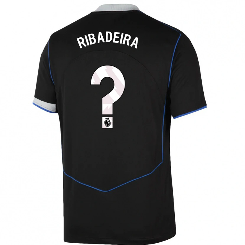 Danxen Niño Camiseta Louna Ribadeira #0 Negro Azul Plata Equipación Tercera 2025/26 La Camisa