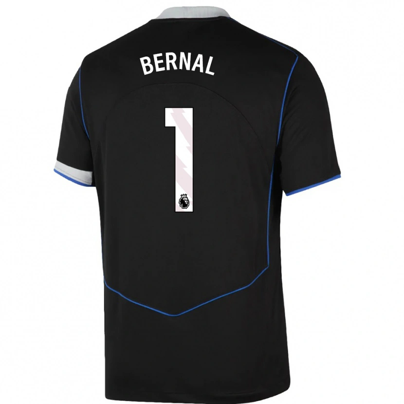 Danxen Niño Camiseta Freddy Bernal #1 Negro Azul Plata Equipación Tercera 2025/26 La Camisa