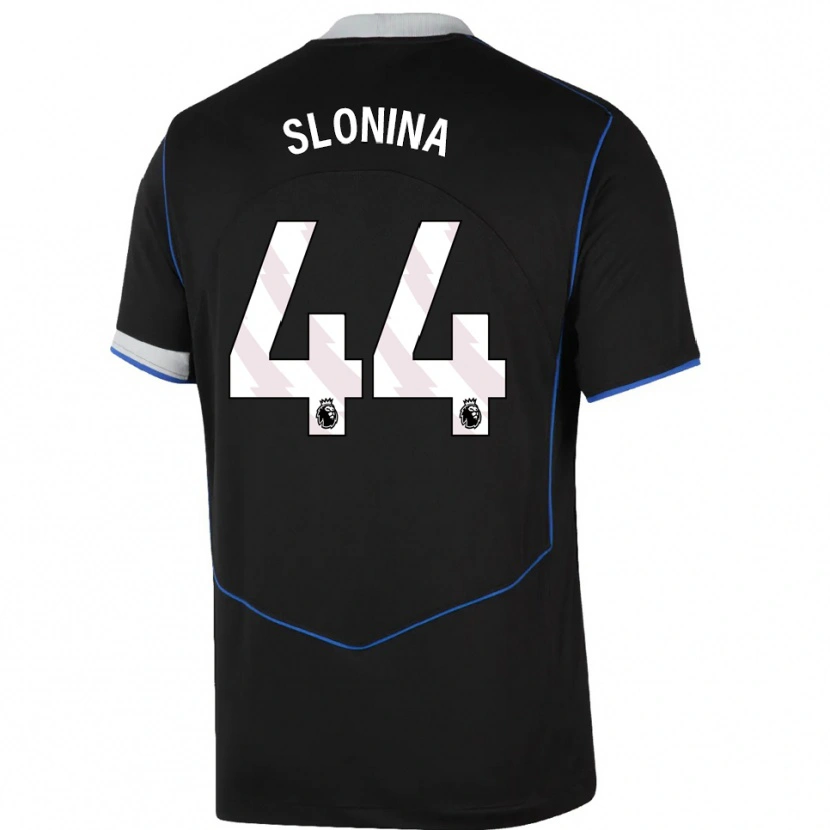 Danxen Niño Camiseta Gabriel Slonina #44 Negro Azul Plata Equipación Tercera 2025/26 La Camisa