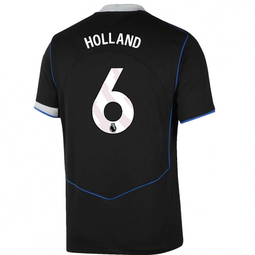 Danxen Niño Camiseta Charlie Holland #6 Negro Azul Plata Equipación Tercera 2025/26 La Camisa