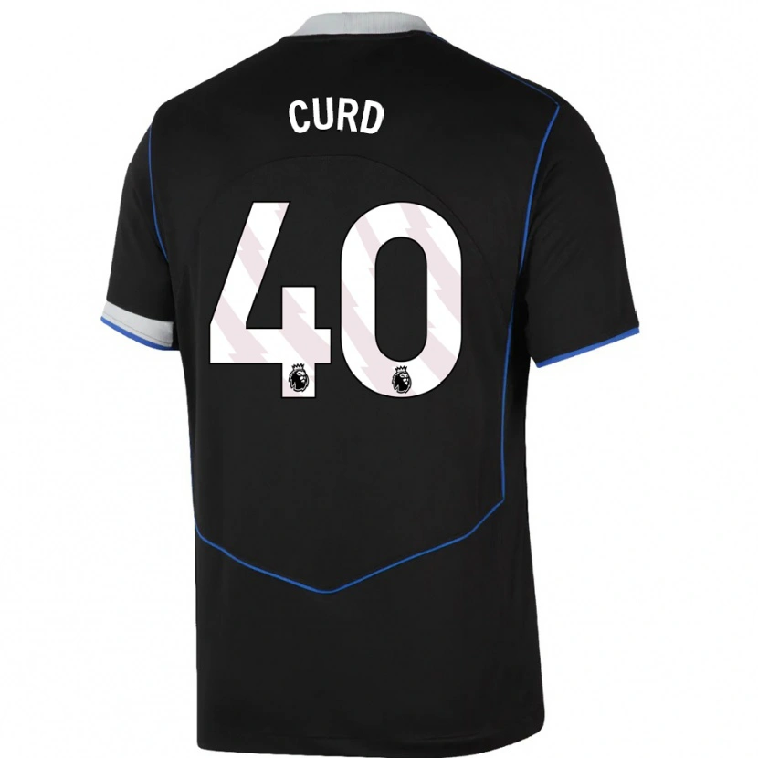 Danxen Niño Camiseta Ted Curd #40 Negro Azul Plata Equipación Tercera 2025/26 La Camisa