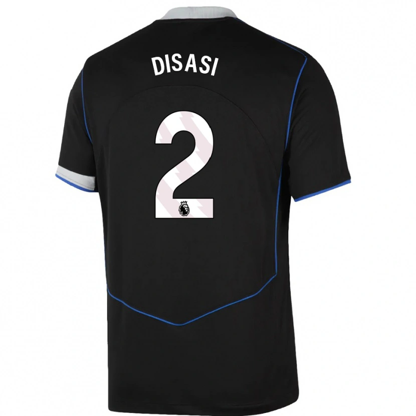 Danxen Niño Camiseta Axel Disasi #2 Negro Azul Plata Equipación Tercera 2025/26 La Camisa
