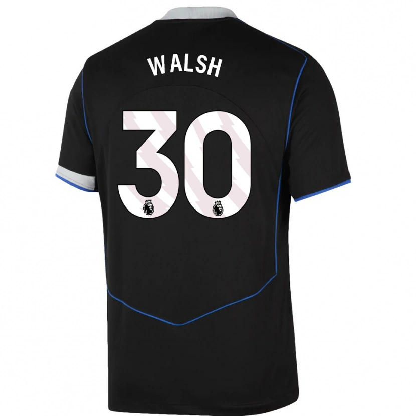 Danxen Niño Camiseta Keira Walsh #30 Negro Azul Plata Equipación Tercera 2025/26 La Camisa