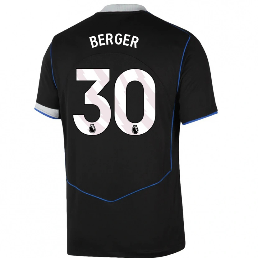 Danxen Niño Camiseta Ann-Katrin Berger #30 Negro Azul Plata Equipación Tercera 2025/26 La Camisa
