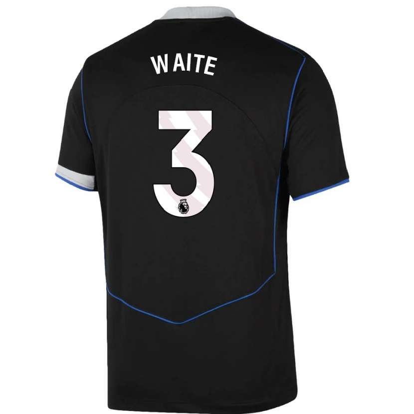 Danxen Niño Camiseta Dante Waite #3 Negro Azul Plata Equipación Tercera 2025/26 La Camisa