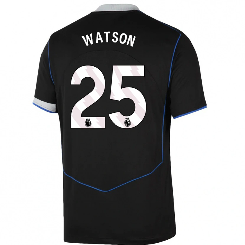 Danxen Niño Camiseta Lucy Watson #25 Negro Azul Plata Equipación Tercera 2025/26 La Camisa