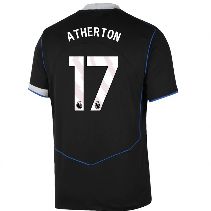 Danxen Niño Camiseta Chris Atherton #17 Negro Azul Plata Equipación Tercera 2025/26 La Camisa