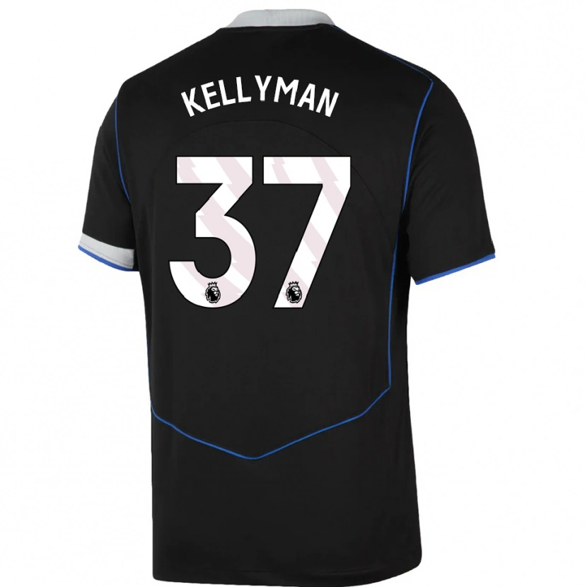 Danxen Niño Camiseta Omari Kellyman #37 Negro Azul Plata Equipación Tercera 2025/26 La Camisa