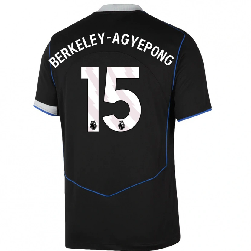 Danxen Niño Camiseta Jeremiah Berkeley-Agyepong #15 Negro Azul Plata Equipación Tercera 2025/26 La Camisa