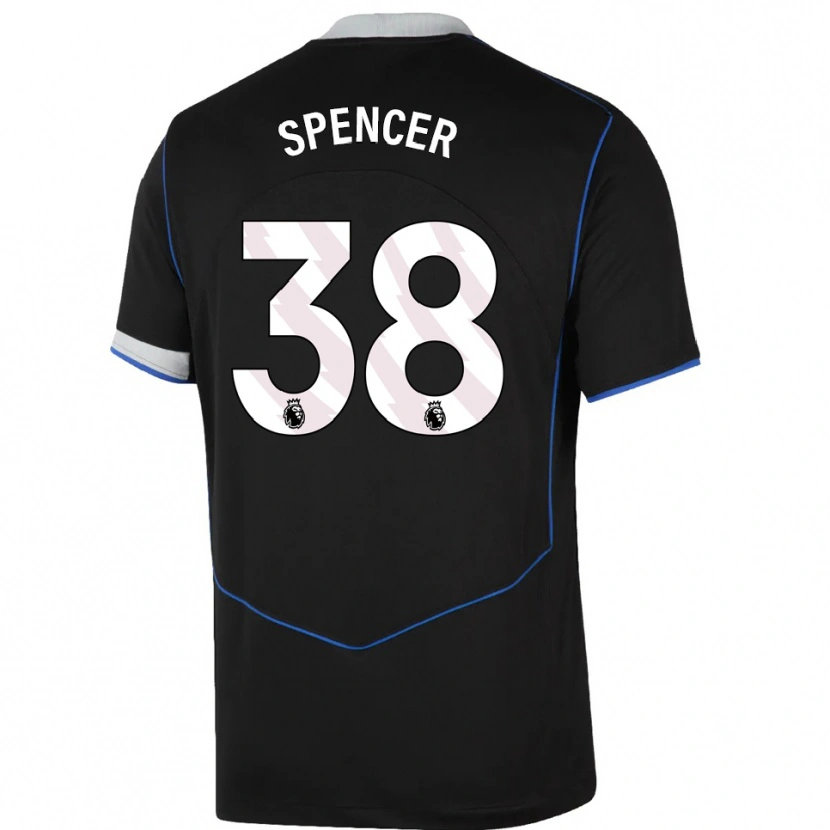 Danxen Niño Camiseta Becky Spencer #38 Negro Azul Plata Equipación Tercera 2025/26 La Camisa